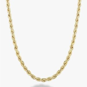 Italian 18K Gold - Solid 925 Sterling Silver 3mm Diamond Cut Rope Chain Necklace